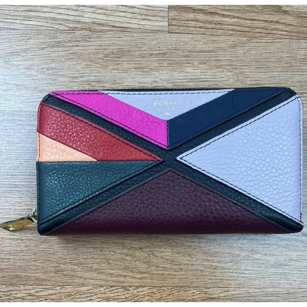 Fossil Leather Zip Around Color Block Women's‎ Wallet